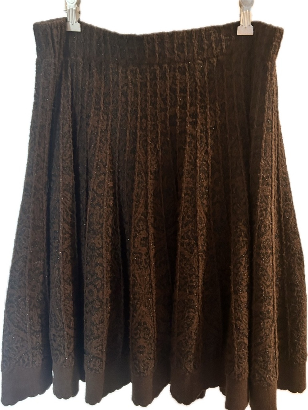 Anthropologie Leifsdottir Brown Knit A-Line Sweater Skirt, Medium